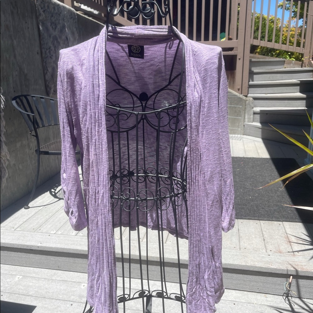 Purple cardigan